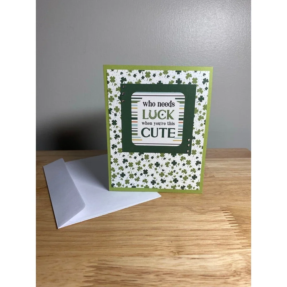 Handmade St. Patrick’s Day Blank Greeting Card A2 & Envelope